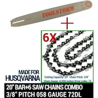 6x Chainsaw Chains with 20in Bar 0.058in Gauge 72DL
