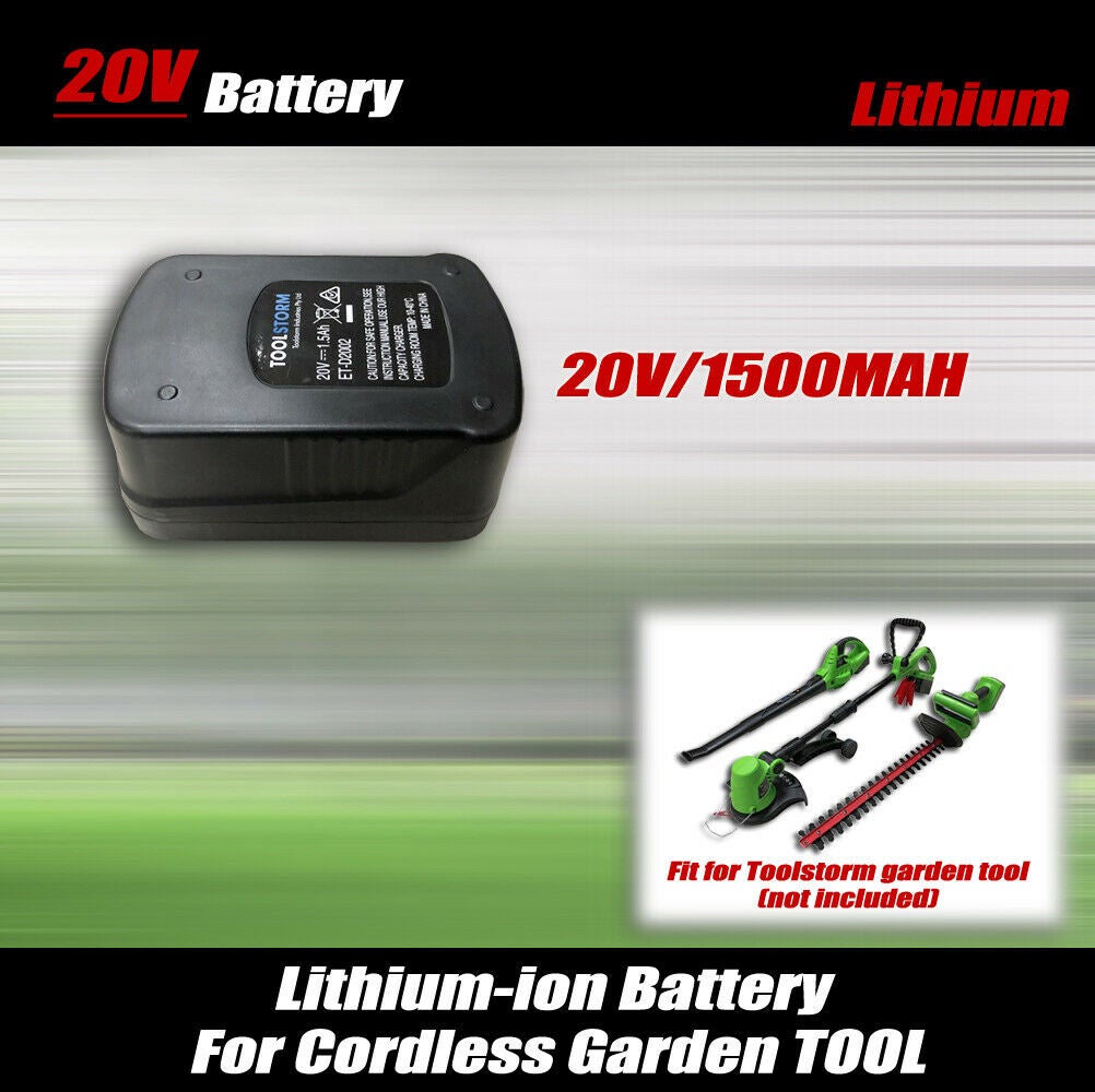 Lithium ion Battery Only 20V 1.5Ah For TOOLSTORM Leaf Blower,Grass,Hedge Trimmer