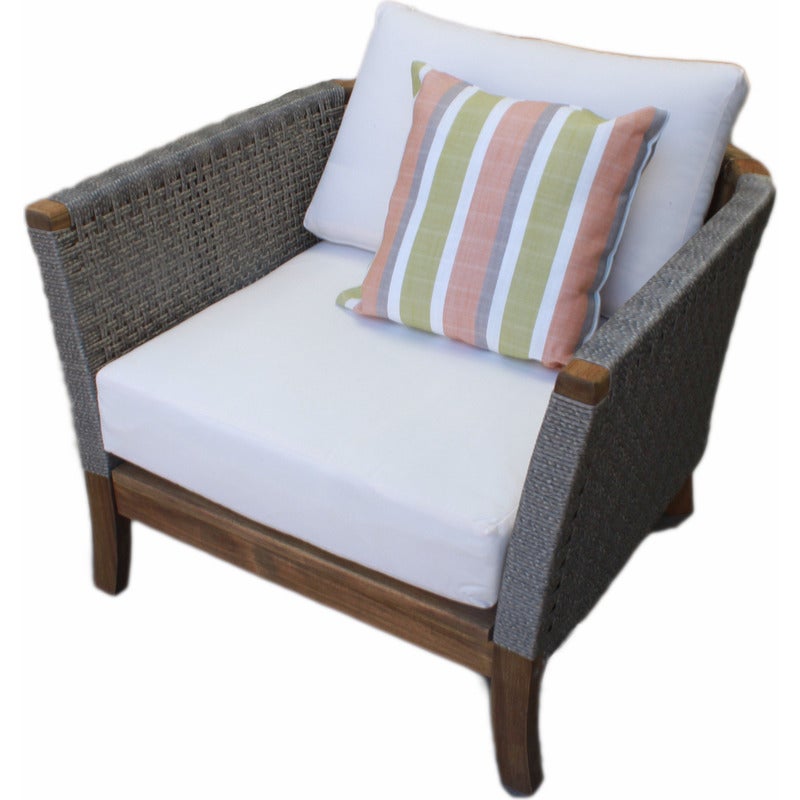 Q Furniture European Outdoor Wicker & Wood Armchair w/ Cushion