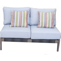 Q Furniture Outdoor European 2 Seat Wicker & Wood Sofa Lounge