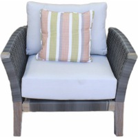 Q Furniture Outdoor European Wooden Sofa Armchair w/ Cushion