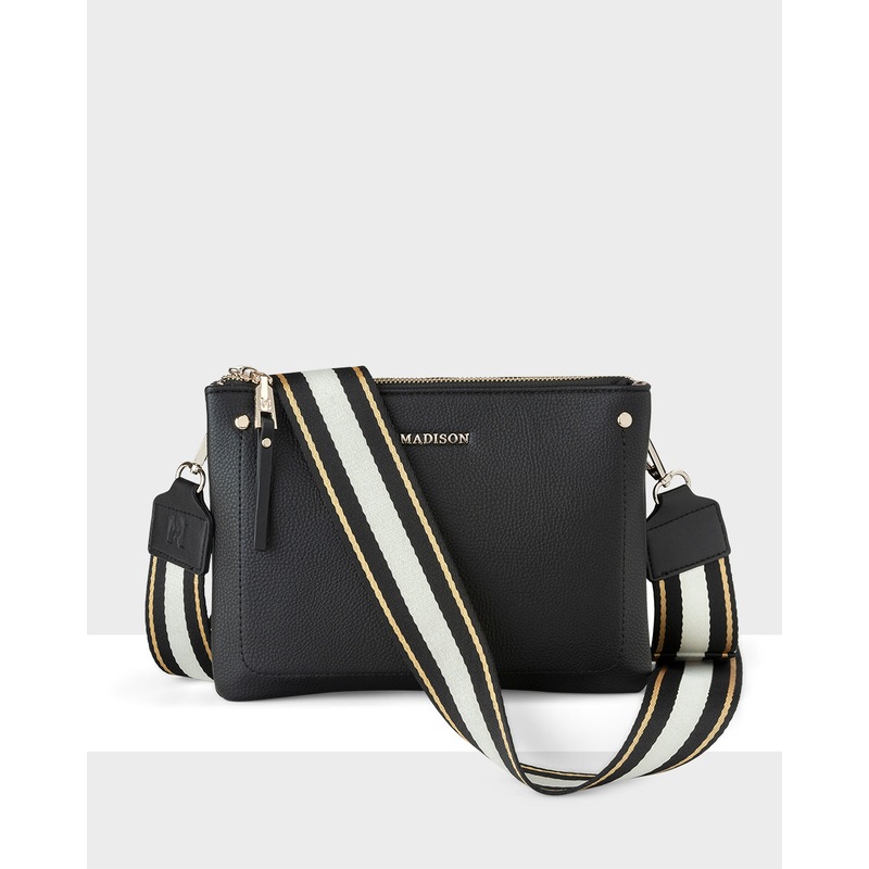 Buy Charlotte Double Zip Crossbody Bag + Metallic Stripe Bag Strap MyDeal
