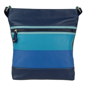 Franco Bonini - 1304 Striped leather shoulder bucket bag - Blue Multi