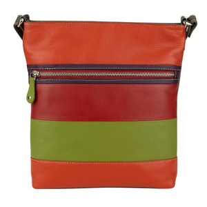 Franco Bonini - 1304 Striped leather shoulder bucket bag - Orange Multi