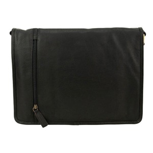 Franco Bonini - 15-0017 Leather flap Messenger business bag- Black