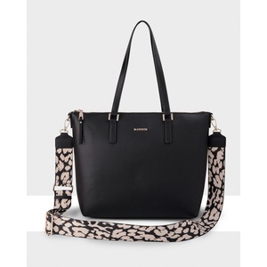 Inga Large Zip Top Tote Bag With Laptop Pocket + Leopard Bag Strap