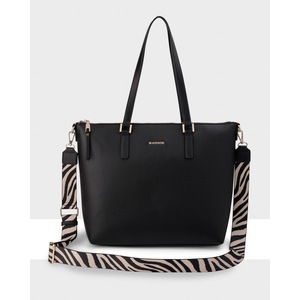 Inga Large Zip Top Tote Bag With Laptop Pocket + Zebra Bag Strap