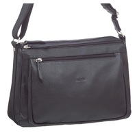 Milleni - Leather 2section Cross Body Bag - Black