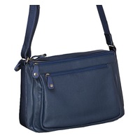 Milleni - Leather 2section Cross Body Bag - Navy