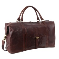 Pierre Cardin Rustic Leather Overnight Bag with front flap pocket PC3134 Chesnut