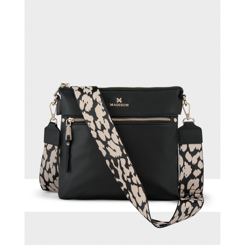 Buy Renee Zip Top 2 Compartment Crossbody Bag + Leopard Bag Strap MyDeal