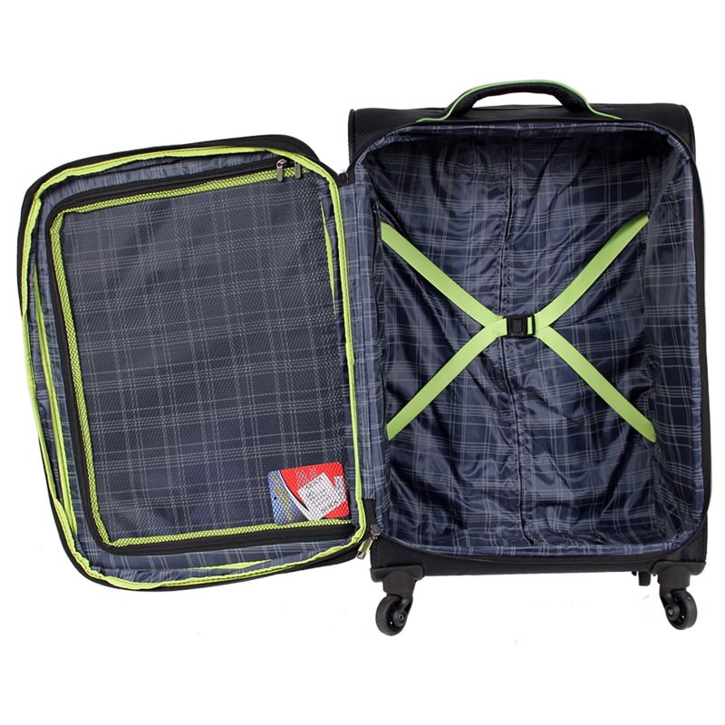 Tosca - Sky High 29in Large 4 Wheel Soft Suitcase - Black/Lime | Buy ...