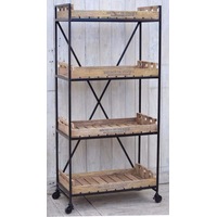 Vintage Crate Bookcase On Wheels