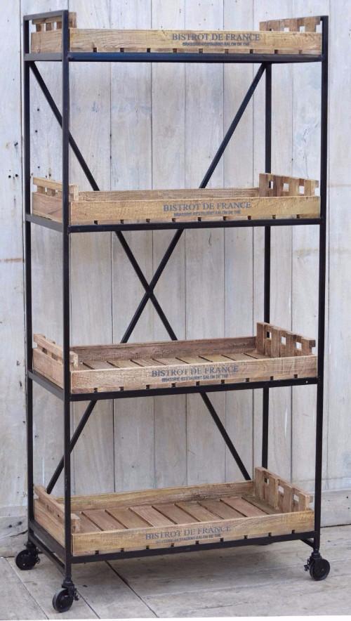 Vintage Crate Bookcase On Wheels