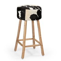 Cowhide Hardwood Bar Stool