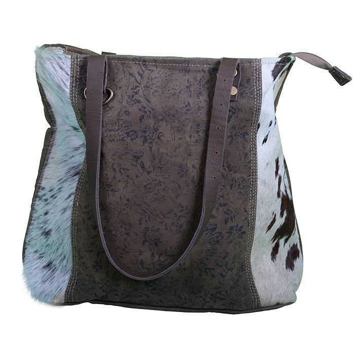 Flowery Leather Cowhide Bag