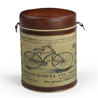 Leather Top Cycle Ottoman