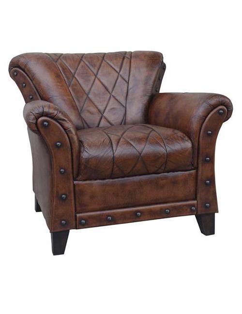 Criss Cross Chocolate Leather Arm Chair