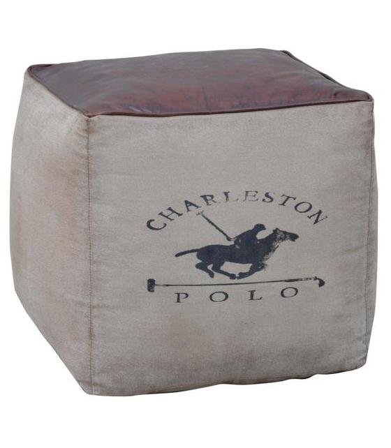 Polo Canvas And Leather Square Ottoman