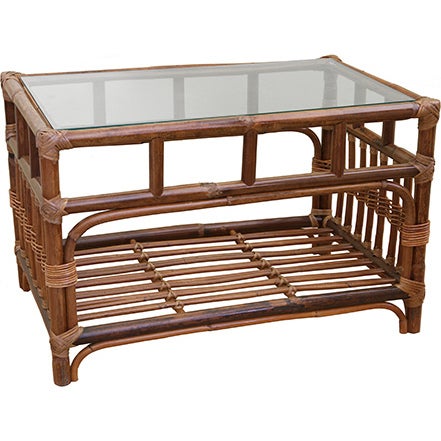 Baltimore Cane & Glass Coffee Table in Brown 90cm