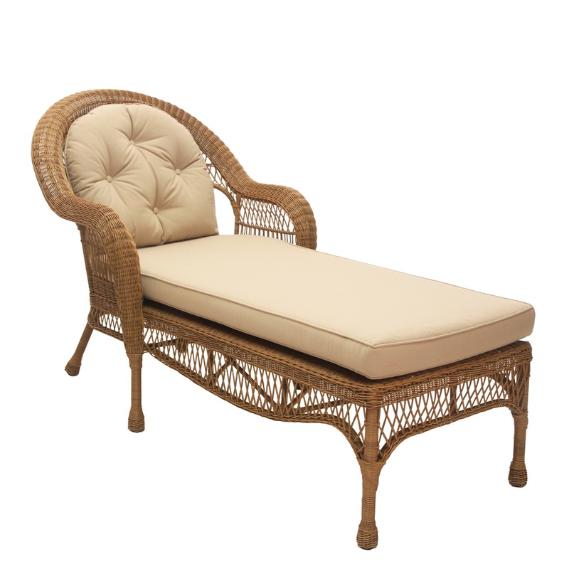 All Weather Wicker Lattice Walnut Patio Chaise Lounge Show Home Sales