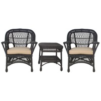All Weather Wicker Paradiso Expresso Patio Set - 2 Chairs, Table & Cushions