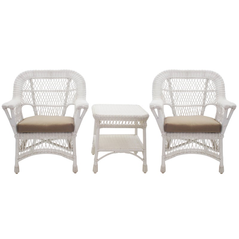 All Weather Wicker Paradiso White Patio Set - 2 Chairs, Table