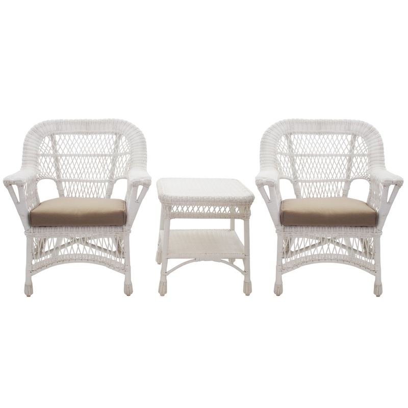 All Weather Wicker Paradiso White Patio Set - 2 Chairs, Table