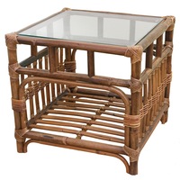 Baltimore Cane/Rattan Side Table with Glass