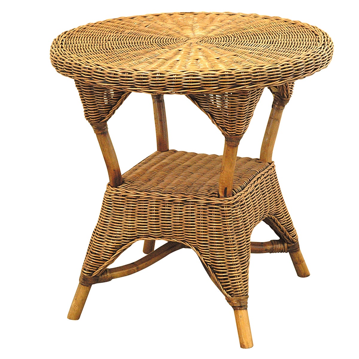 Bermuda Cane/Rattan Round Side Table Antique Brown