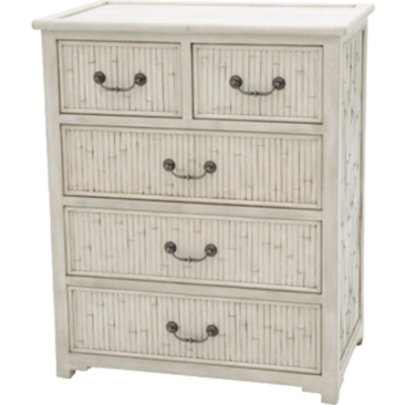 Buy Calais 5 Drawer Bamboo Tallboy Dresser Bone White MyDeal