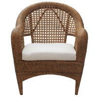 Florida Antique Brown Cane/Rattan Armchair With Cushion
