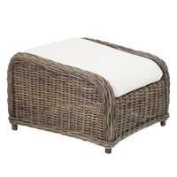 Madison Cane/Rattan Footstool With Cushion - Kubu Grey
