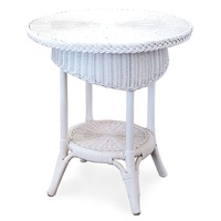 Syracuse Cane/Rattan Round Side Table White