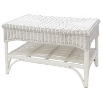 Villa Cane/Rattan Coffee Table - White
