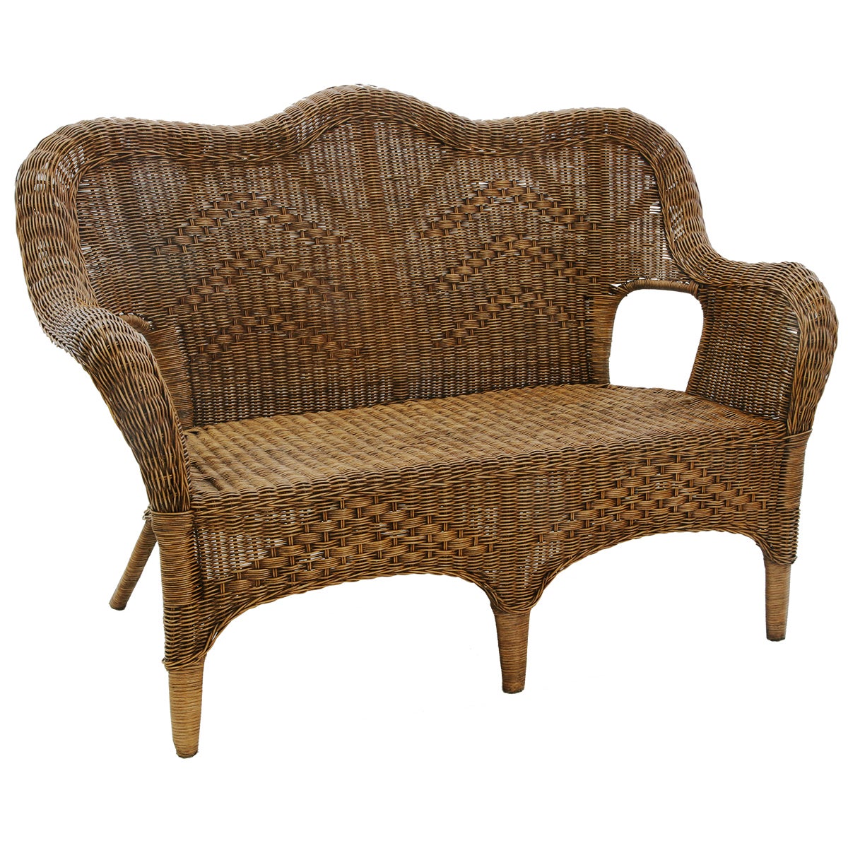 Windsor 2 Seat Cane/Rattan Chair Settee in Antique Brown