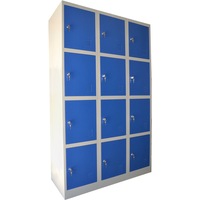 TCS Extra Large 12 Door Metal Storage Cabinet Locker in Blue & Grey