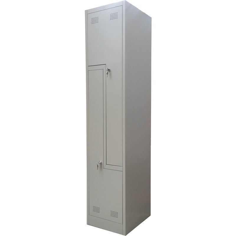 TCS 2 Door L Shape Metal Storage Cabinet Locker in Grey