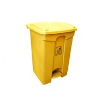 TCS 3 Units x 45L Plastic Medical Clinical Waste Foot Pedal Bin in Yellow