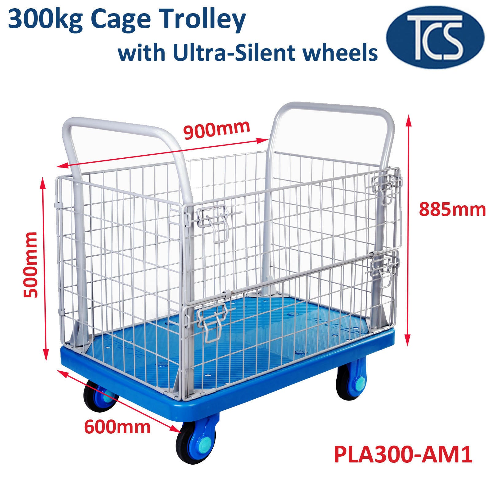 300kg Industrial Cage Platform Trolley w/ Silent Rubber Wheels Buy