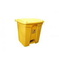 TCS 5 Units x 30L Plastic Medical Clinical Waste Foot Pedal Bin in Yellow