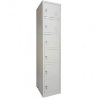 TCS Extra Large 6 Door Vertical Metal Storage Cabinet Locker - Grey