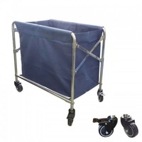 TCS Foldable Linen Laundry Housekeeping Trolley Cart w/ Ball Bearing Wheels