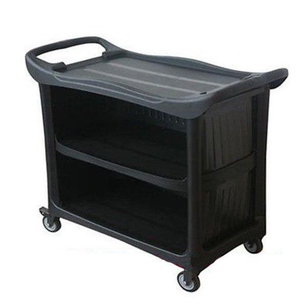 TCS Kitchen Utility Trolley with 3 Shelves in Black