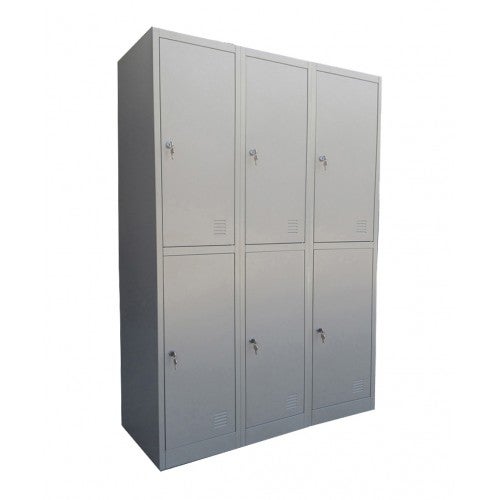TCS Extra Large 6 Door Metal Storage Cabinet Locker in Grey