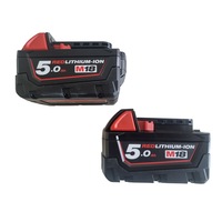 BRAND NEW GENUINE MILWAUKEE M18 5.0AH BATTERIES X 2 M18B5