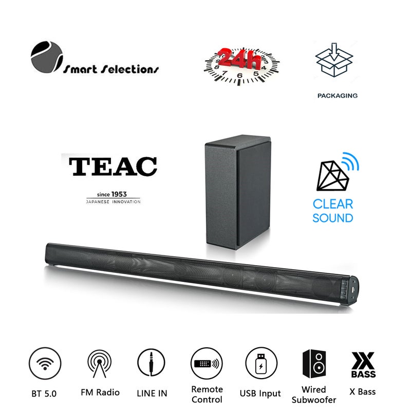 Buy TEAC  SB21204WD 95cm SOUNDBAR with Wired Subwoofer, FM Radio, LED  Display - MyDeal