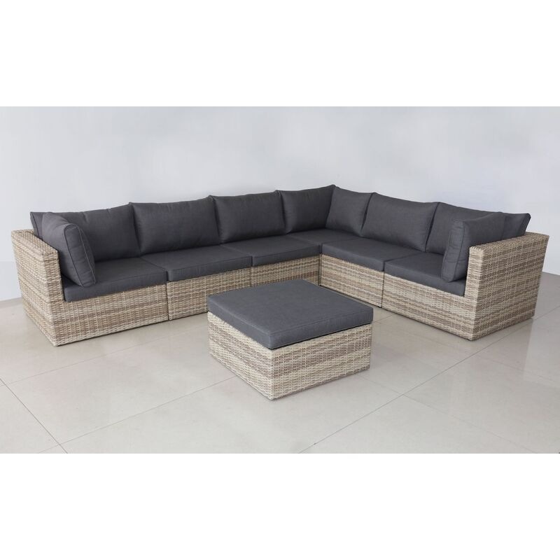 Buy Mornington 7Piece Wicker Outdoor Modular Lounge Setting — Sandstone MyDeal