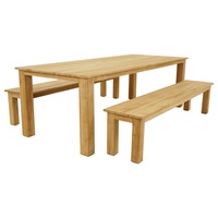 FurnitureOkay Brooklyn 3-Piece Teak Outdoor Dining Setting (6-Seater)