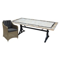 FurnitureOkay Liverpool 9-Piece Stone Outdoor Dining Setting (Rectangle)
